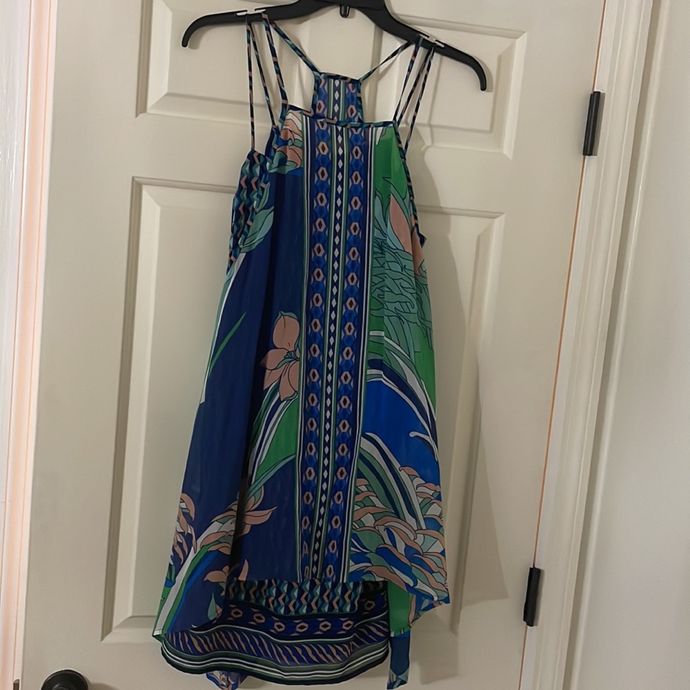 Anthropologie Maeve Laurel Silk Dress S blue green unique - Picture 7 of 9